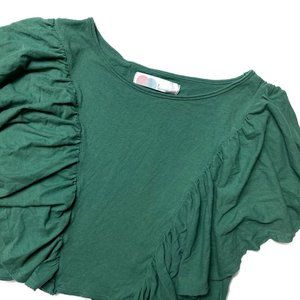 Free People Beach Green Short Sleeve Top